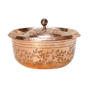 Lot de 3 plats de service chauffants de différentes tailles en acier et cuivre martelé avec couvercle en verre - Product Image 2