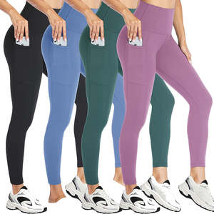Pantalon de yoga et d'entraînement sportif taille haute personnalisé leggings pour femmes leggings de fitness en polyester souple avec poche vente en gros 2025 - Product Image 3