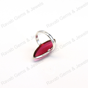Top vente 925 en argent Sterling Marquise lunette bague de réglage 10x30mm Rose Tourmaline Quartz or Rose Fine bijoux faits à la main pour - Product Image 4