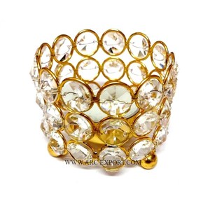 Classic Table Ware Decoration Mini Size Votive <b>Holder</b> Superior Quality Round Metal and Crystal Votive <b>Candle</b> <b>Holder</b> From Indian - Product Image 2