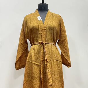 Kimono de Seda India Vintage con Cinturón, Túnica Larga para Mujer, Ropa de Dormir, para Damas de Honor, Maternidad, Estilo Bohemio, Bata de Baño, Vestido de Verano Suave - Product Image 1