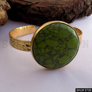 Bracelet et manchette de déclaration de pierres précieuses faites à la main en plaqué or SKU5739 - Product Image 2