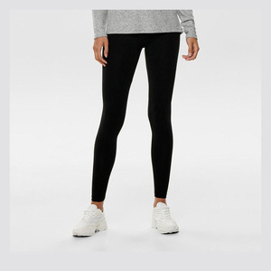 Leggings de yoga noirs unis sans couture taille haute pour femme en Spandex et Nylon avec taille élastique - Product Image 2