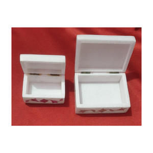 Boîte cadeau de mariage antique en nacre indienne naturelle faite à la main avec incrustation de deux tailles différentes - Product Image 3