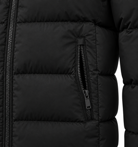 Chaqueta Acolchada Negra con Capucha para Hombre, Invierno, Resistente al Viento, Estilo Urbano, Relleno de Algodón, Casual, Sólida, Tejido de 320g - Product Image 3