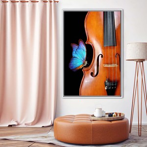 Toile imprimée Violoniste élégant - Décoration artistique musicale moderne, encadrée de blanc - Product Image 1