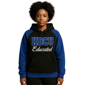 Sudadera con Capucha Azul Marino de Manga Raglán, Estilo Universitario, Bordado Chenille, Hermandad Griega Divine Nine, Orgullo Universitario, Logotipo Personalizado, Moda - Product Image 1