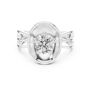 Anillo de compromiso de diamante de laboratorio de oro sólido de 14 quilates de inspiración vintage, racimo de diamantes de corte redondo para ocasiones de boda - Product Image 2