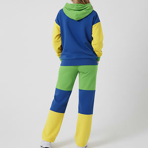 Conjunto Deportivo Personalizado para Mujer, Estilo Urbano, Corte Regular, Sudadera con Capucha y Cremallera, Pantalones Deportivos Holgados, Transpirable, Bordado Sólido con Encaje, 100% Algodón - Product Image 3