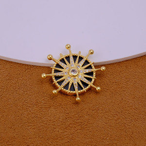 จี้วงล้อทะเลชุบทองเคลือบสีดำและหิน CZ จี้เครื่องประดับเข็มทิศการเดินเรือจี้แฟชั่นและเสน่ห์ - Product Image 3