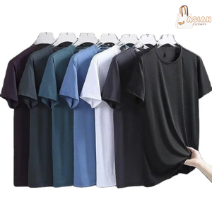 OEM Logo personnalisé Design Plus Size T-shirt d'été ample à manches courtes en soie de glace pour hommes, décontracté et polyvalent - Product Image 2