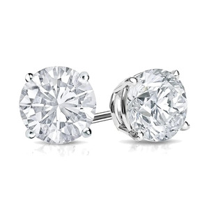 Pendientes de tuerca de moissanita chapados en oro blanco, diseño de solitario redondo brillante, joyería clásica atemporal para uso diario y de fiesta - Product Image 2