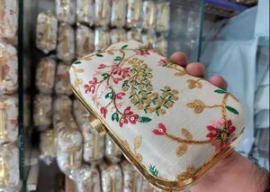 White Floral Clutch <strong>Handbag</strong> for Women Indian Wedding Return <strong>Gift</strong> <strong>Christmas</strong> Party Favor for Her - Product Image 5