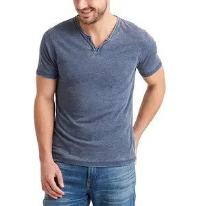 new arrival customized high quality 100% cotton short sleeve v neck with button regular length men t shirt