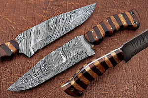 Cuchillo de cocina de acero de Damasco hecho a mano de alta calidad al por mayor capacidad de corte de verduras personalizada con Funda de cuero incluida - Product Image 5