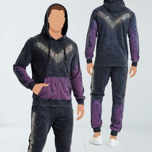 Survêtement élégant pour homme avec strass, vente chaude, respirant, confortable, de haute qualité, manches longues, entièrement personnalisé avec des strass - Product Image 4