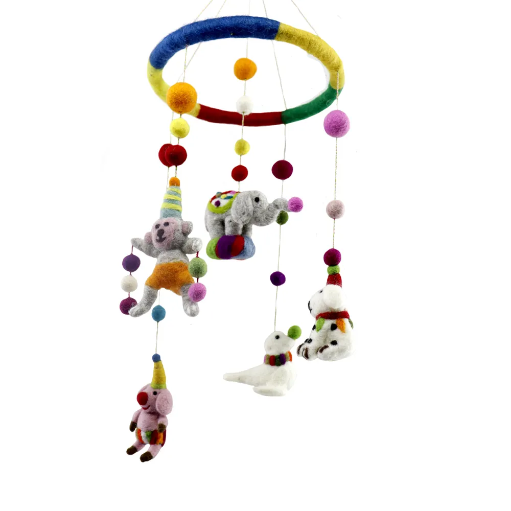 Handmade Ecofriendly Felt Circus Aimals Mobile Hangings Top quality