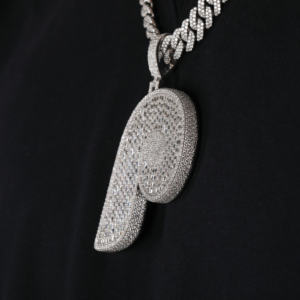 Luxueux diamant Moissanite 925 argent Sterling P pendentif personnalisé style hip-hop glacé pour hommes avec nouveau pendentif de conception personnalisée - Product Image 2