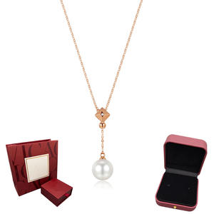 Collier de perles d'eau douce élégantes en or 14 carats de haute qualité personnalisé 3-10mm avec accessoires en diamant ciblés pour les femmes - Product Image 1