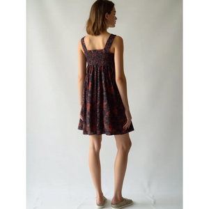 Handloom Cotton Boho Mini <b>Dress</b> for Women Elegant Fashion with Square Neckline <b>Elastic</b> Waist Sizes XS XL Breathable Mini <b>Dress</b> - Product Image 4