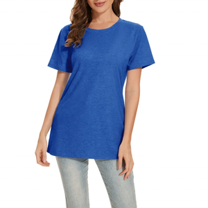 T-shirts Confortables à Col Rond pour Femmes, Personnalisables, Respirants, Longs, avec Patchs, en Coton 100% du Pakistan, Idéaux pour l'Été – Vente en Gros - Product Image 3