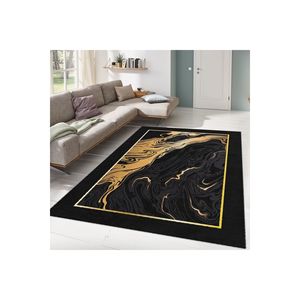 Tapis imprimé numérique à effet de marbre noir taille personnalisable Pile découpée Chenille PVC plastique pour enfants porte de prière de voyage musulman - Product Image 1