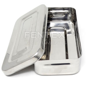 Boîte de stérilisation médicale en acier inoxydable, organisateur d'instruments, boîte de rangement vétérinaire avec couvercle - 8L x 4W x 1.5H - Product Image 3