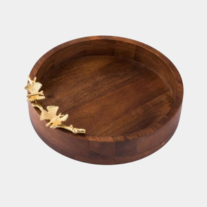 Bol en bois de haute qualité avec bol à salade de décoration de branche d'orchidée en métal parfait pour le bol de service de luxe ou la pièce maîtresse élégante - Product Image 6