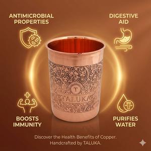 Vaso de Cobre Grabado en Relieve Cooper Glass de 10 oz, Ideal para Beber, Servir y Regalar - Product Image 2