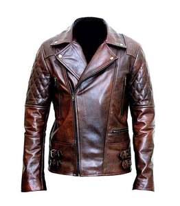 Chaqueta de cuero para hombre chapada en Real, moda de invierno, chaqueta de motocicleta, capucha de talla grande, cierre de cremallera, relleno de algodón, patrón impreso - Product Image 5