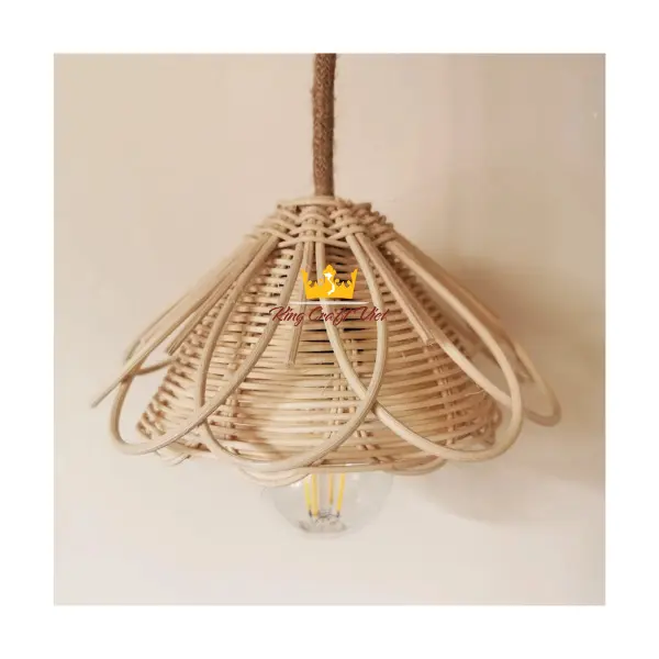 Yeni öğe en iyi fiyat Vintage Rattan ışık gölge hasır abajur orta yüzyıl gölge Petal ışık gölge Vietnam tarafından yapılan FBA Amazon