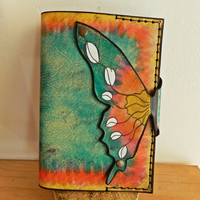 Journal en cuir rechargeable imprimé papillon, couverture personnalisée, fait main, couleurs vives, couverture arrière personnalisée, animaux, fleurs