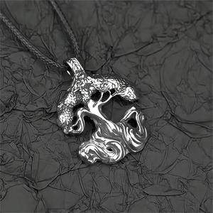 yunnique European American Style <b>Titanium</b> Steel Necklace for Men Retro Tree Life Pendant Stainless Steel for Gift - Product Image 2