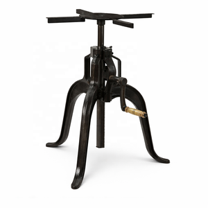 Black Cast Iron Dining Room Furniture <b>Table</b> Base | Adjustable Industrial Crank Dining <b>Bar</b> Legs | Heavy Duty Antique Metal - Product Image 1