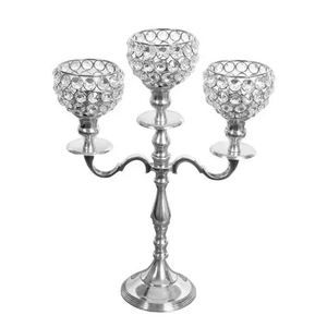 Candelabro de 5 brazos de aluminio y metal, candelabro de bola de cristal, acabado en plata, decoración del hogar de tamaño personalizado, nuevo diseño - Product Image 5