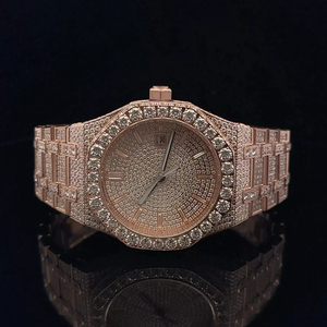 Diseño clásico logotipo personalizado Hip Hop busto abajo Iced Out Lab Grown Diamond reloj de acero inoxidable para precio al por mayor - Product Image 1