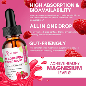 Best-Selling Adult Oral <b>Liquid</b> <b>Magnesium</b> Glycinate <b>Supplement</b> Natural Boost for Energy and Immune System Support - Product Image 6