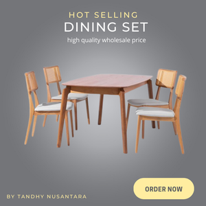 Ensemble de table et de chaises à manger en bois moderne pour une utilisation en intérieur/extérieur, taille personnalisable - TANDHY NUSANTARA - Product Image 5