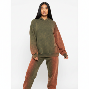 Ensemble de survêtement unisexe personnalisé délavé à l'acide, sweat à capuche surdimensionné et pantalon de jogging, tenue décontractée en deux pièces pour hommes et femmes - Product Image 6