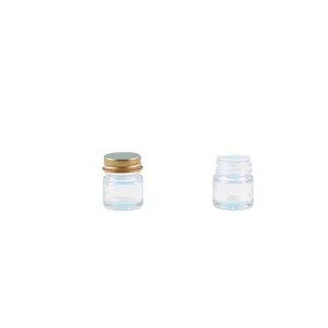 5 ml runde Sahnenglasflasche Nachfüllflasche bernsteinfarbe klar luxuriös leer gerade seite Glaskerzenglas mit Aluminium-Metalldeckeln