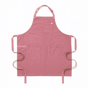 Tablier de cuisine personnalisé avec logo, couleur unie, en coton, résistant à l'eau, tendance, pour barbecue, coiffeur, chef, serveur, avec poches - Product Image 1