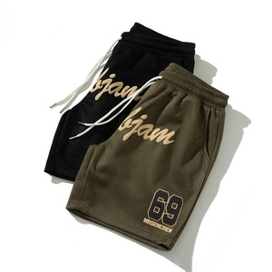 Short unisexe avec impression de logo personnalisé avec cordon de serrage 100% coton pantalons courts de sport d'entraînement pour hommes - Product Image 2