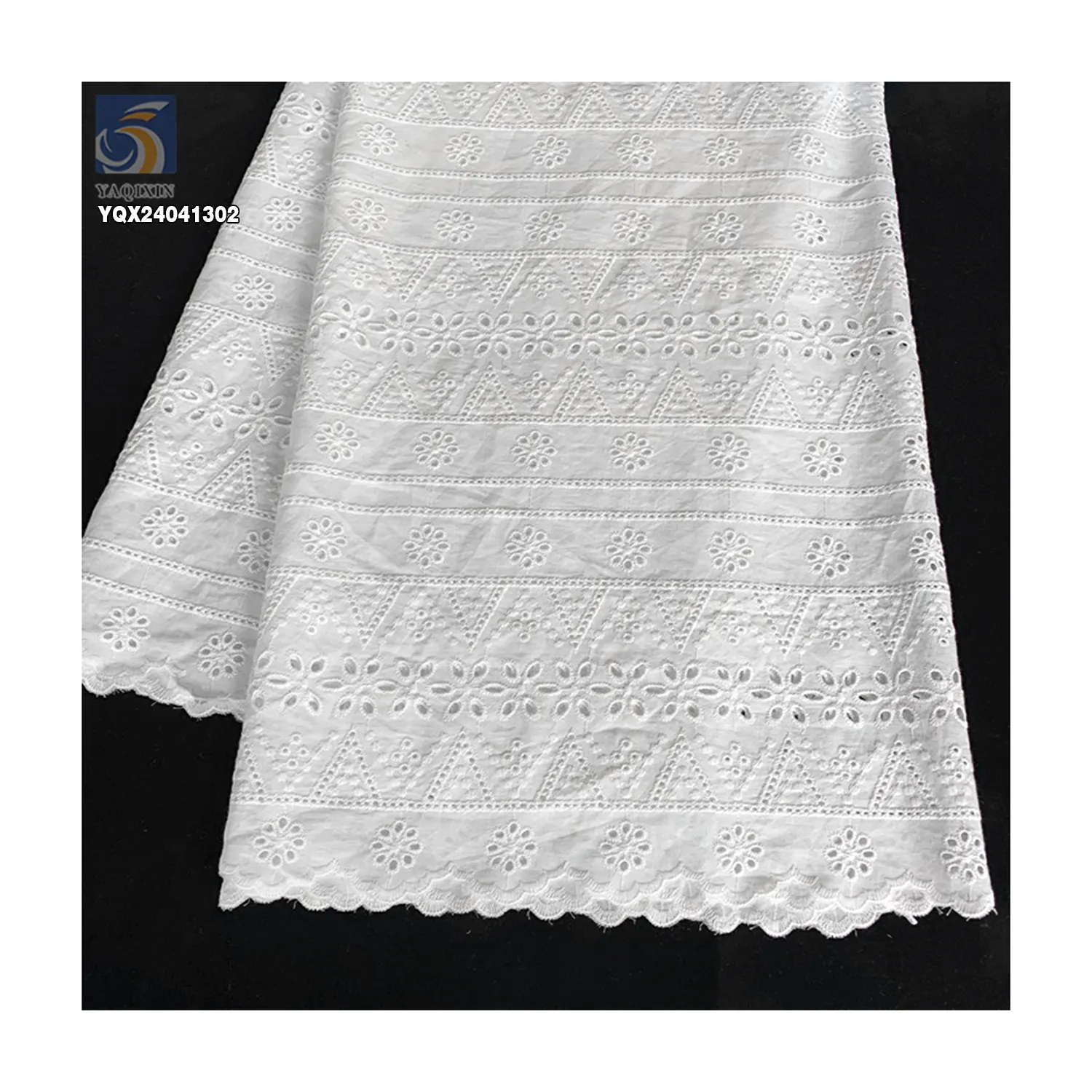 قماش دانتيل قطني سويسري من الفوال مناسب لفستان الزفاف للبيع بالجملة 100 قطعة قماش دانتيل قطني مطرزة بحواف