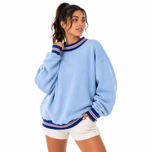 womens royal blue mock neck oversized sweatshirt long sleeve cozy fleece <b>pullover</b> <b>jumper</b> top - Product Image 5