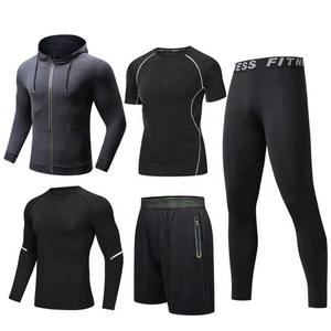Vêtements de sport pour hommes Survêtement vierge Vêtements de sport 5 pièces Dropshipping Vêtements d'entraînement et de jogging Sweats à capuche zippés pour hommes - Product Image 5