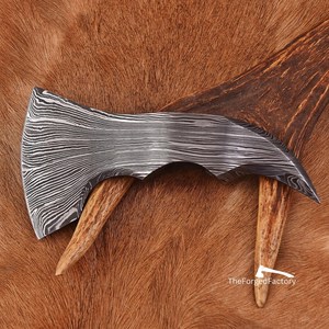 Cabeza de hacha de acero de Damasco para exteriores, hoja de hacha de supervivencia y Camping, cabeza de hacha vikinga de acero de Damasco con mango de madera, logotipo personalizado - Product Image 2