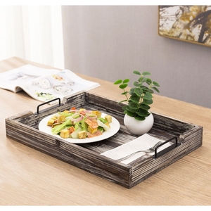 Plateau en bois fait main de couleur noyer chaud avec une forme rectangulaire élégante et un design unique idéal pour la décoration intérieure et les divertissements - Product Image 3