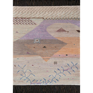 Tapis en laine noué à la main Manchaha Ivory, grand format, motif abstrait, pour salon, couloir, tapis de puzzle pour voiture - LE-139 - Product Image 1