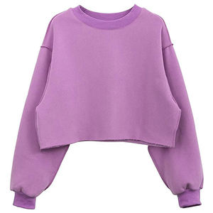 Sweat-shirt à col rond surdimensionné pour femme, pull en molleton uni, sweat-shirt à capuche avec épaules tombantes, jogging pour différents endroits - Product Image 2