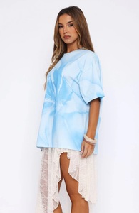 T-shirt bleu imprimé ample et décontracté pour femmes, le plus aimé, écologique, pour l'été - Product Image 3